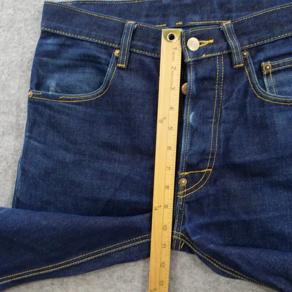 The Hundreds Jeans Mens 30 Blue Selvedge Straight Mid Rise Dark Wash Button Fly